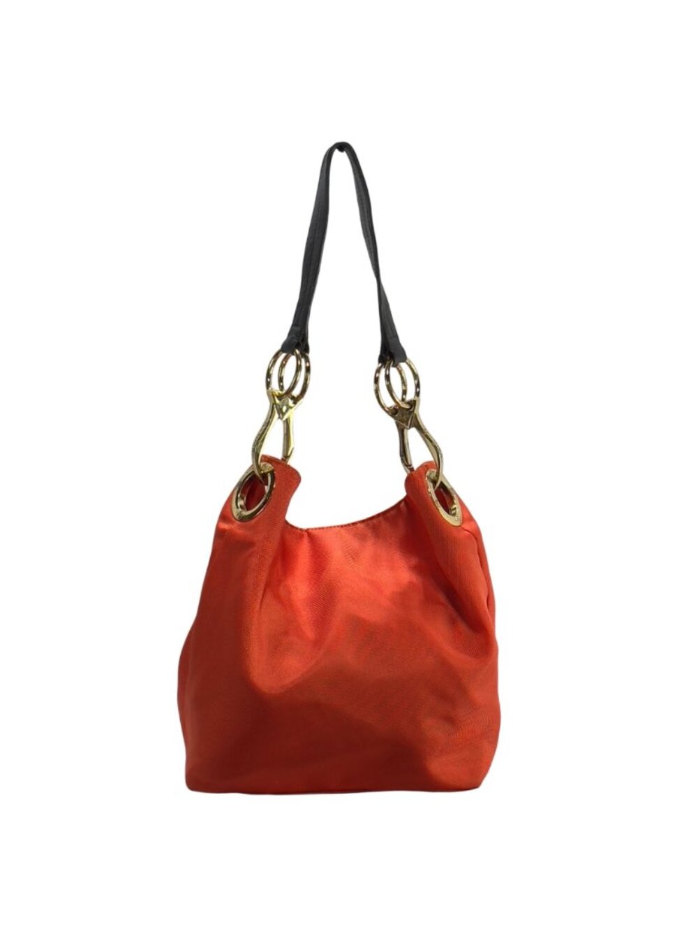 JPK Paris 75 Orange & Floral Lined Nylon Shoulder Bag With Gold Hardware - Picture 2 of 12